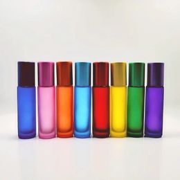 1PC Thick 10ml Frosted Glass Roll On Bottles Natural Gemstone Roller Ball Essential Oil Vials Empty Refillable Perfume Bottle