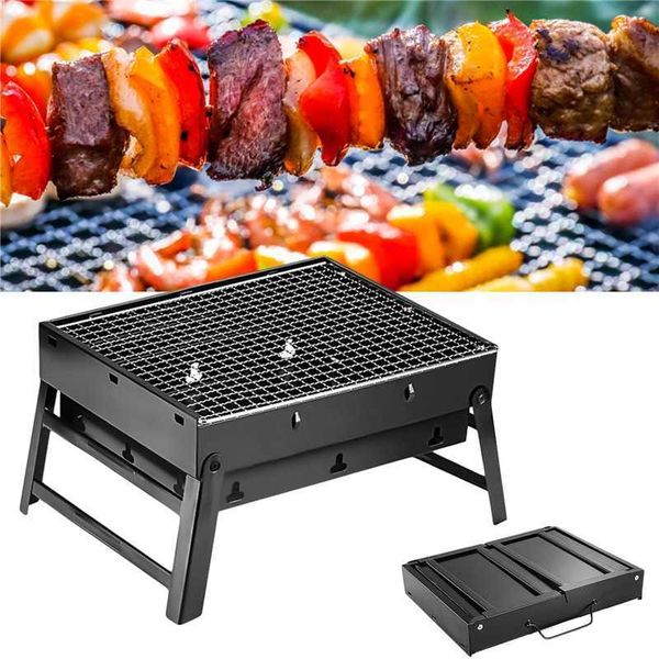 1PC Épaissir Pliant BBQ Grill Cuisine Bar Fournitures En Plein Air Portable Terrasse Barbecue Camping Pique-Nique Barbecue Accessoires Outil 210724