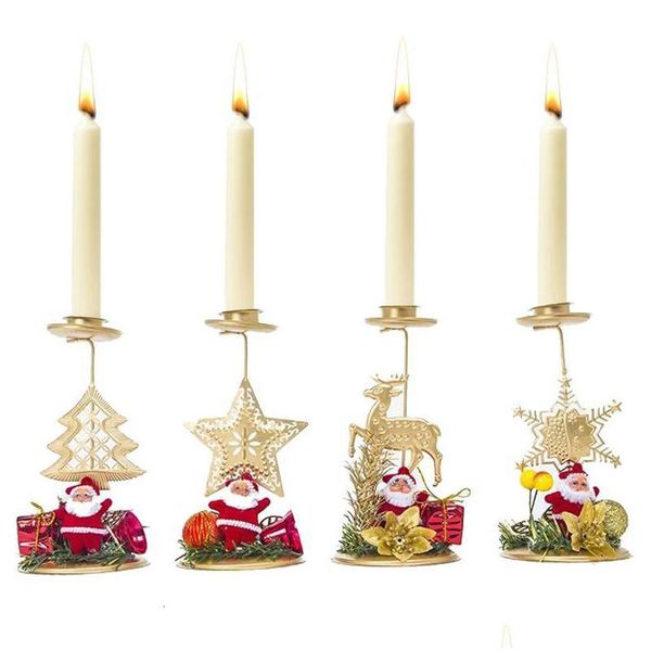 1pc chose décorations de Noël chandeliers romantiques chandeurs à manger du Père Noël Claus Ornements de bureau Dhny2