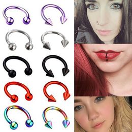 Piercing circulaire Nariz en titane, 1 pièce, pour Septum, bijoux de mamelon, Helix Tragus, boucle d'oreille, nez, lèvres, sourcils, bijoux de corps