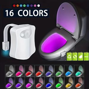 1-stc toiletavond lichte pir bewegingssensor toiletverlichting led wasruimte nachtlamp 16-kleuren toilet kom verlichting voor badkamer wasruimte