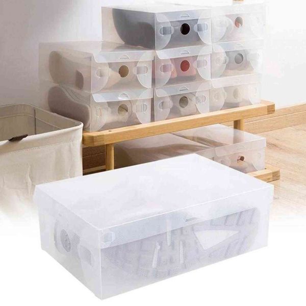 1 caja de zapatos transparente, organizador de almacenamiento plegable apilable de plástico transparente para el hogar