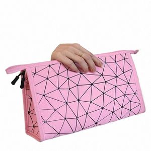 1PC Voyage Géométrique Makeup Cosmetic Sac Pu Cosmetic Rangement Sac Organisateur imperméable Portable Travel Tobetry Organizer Sac V1Je #