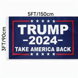 1pc Trump 2024 drapeaux couleurs vives et résistant à la décoloration double couture avec 2 œillets en laiton, patriotique extérieur intérieur mur jardin cour porche patio 0,9 x 1,5 m