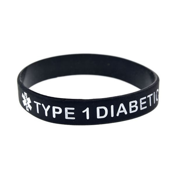 1PC Bracelet en silicone diabétique de type 1 adapté aux patients diabétiques à porter quotidiennement comme rappel