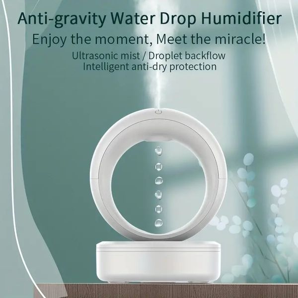 1pc humidificateur à ultrasons, protection de puissance anti-gravité, petit humidificateur pour le bureau de la chambre à coucher 680 ml (blanc) trucs esthétiques mignons pour le salon