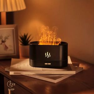 1 humidificateur à ultrasons avec effet de flamme LED et diffuseur de vapeur essentielle d'arôme d'aromathérapie - Machine à brume fraîche pour la maison et le bureau