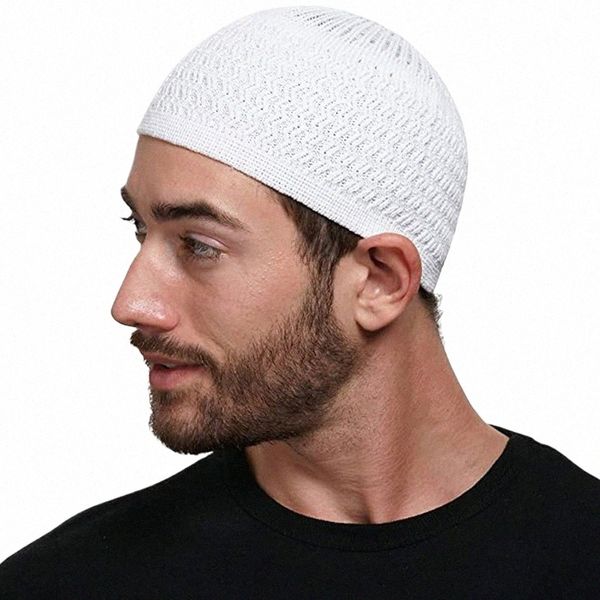 1 unid unisex de punto hombres musulmanes sombreros de oración gorros masculinos gorra kipá homme sombrero islámico ramadán judío cálido abrigo para hombres gorra para la cabeza X1s8 #