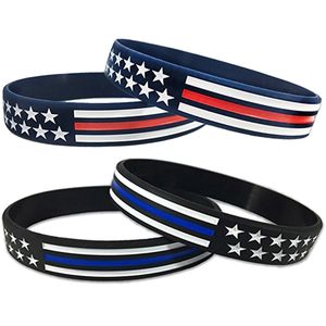 1 pc états-unis américain états-unis amérique drapeau rouge bleu blanc mince ligne Silicone caoutchouc Bracelet Bracelet expédition