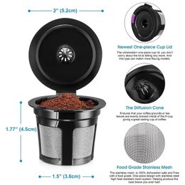 1pc universele koffiefilters, herbruikbare roestvrijstalen gaas milieuvriendelijke koffiepads voor Keurig 1.0 2.0