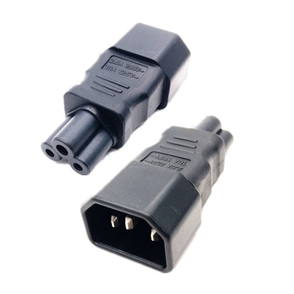 Adaptador de corriente Universal IEC 320 C14 a C5, convertidor de adaptador C5 a C14, enchufe de alimentación de CA, conector de 3 pines IEC320 C14, 1 ud.