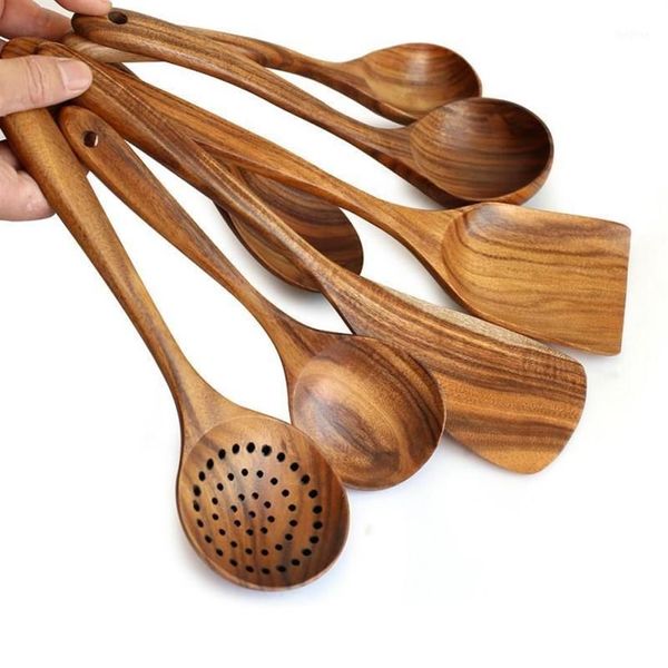 Herramientas de cocina de madera de Acacia sin pintar, utensilios de cocina únicos de madera maciza para el hogar, cucharadas 1221x, 1 ud.