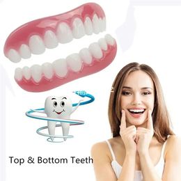 1pc fila superior de dientes blancos establece simulación de silicona en la fila dentaduras dentadas de dentaduras dentadas flexibles dentaduras perfectas herramientas de pasta de ajuste 29