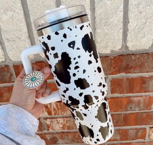 1pc USA Warehouse 40oz gobelers tasses couvercles et paille à guépard animal vache imprimé léopard de la chaleur de la chaleur tasses