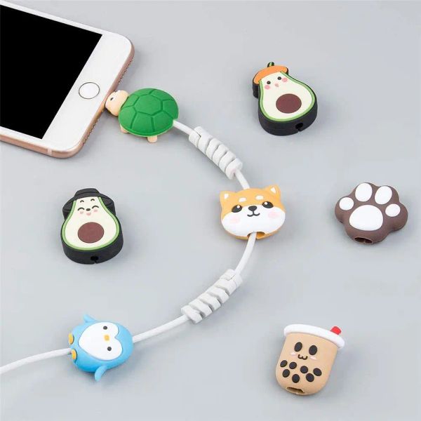 1PC Cable USB Protector Data Data Cord Protector Protector Câble Cable Winder Couvercle pour le câble de charge Android iPhone