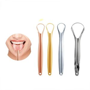 Raspador de lengua útil de acero inoxidable, limpiador de lengua Oral, cepillo médico para la boca, máquina reutilizable para respirar fresco, 1 ud.