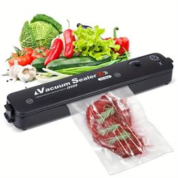 1pc Vacuüm Sealer Voor Voedselbesparing - Voedsel Vacuüm Sealer Automatisch Luchtafdichtingssysteem Voor Voedselopslag Droog en Nat Voedsel Modus Compact Ontwerp Met 10 Sealing Bags Starter Kit