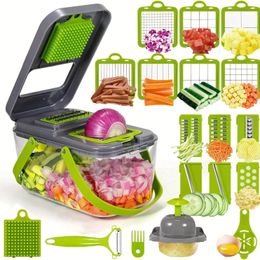 1pc Groentesnijder Uienhakselaar Dicer 12 Messen Veggie Chopper met Container Groentensnijder Groentenspiralizer Vegeta 240110