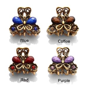 Metal Butterfly Small Mini Hair Barrettes Clip Claw Claw Retro Crystal Rinestone Hairpin Bijoux Accessoires