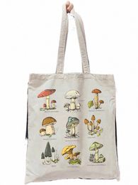 1pc Vintage champignon motif fourre-tout sac mignon boutique sac transporteur sac décontracté toile épaule sac à main boutique cadeau M2Y5 #