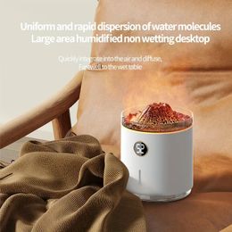 1pc vulkaan luchtbevochtiger creatieve digitale display vlam aromatherapie luchtbevochtiger, nieuwe spit ring spray vulkanische sfeer licht, etherische olie aromatherapie machine