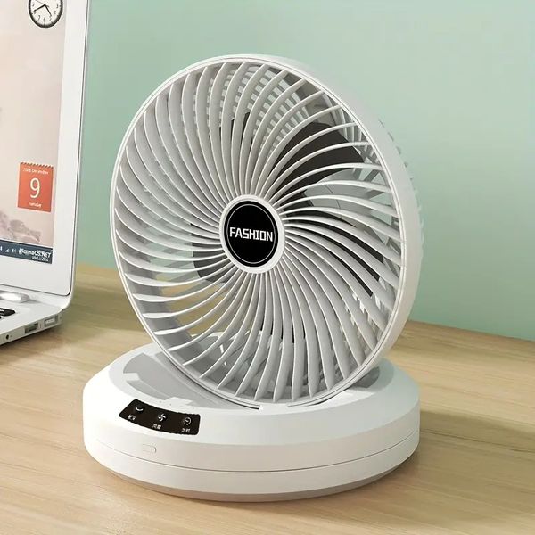 Ventilador plegable de escritorio montado en la pared de 1 pieza, ventilador de carga USB 120 ° Ventilador de cabeza móvil Cocina Dormitorio Sala de estar Hogar Interior y exterior Ventilador conveniente utilizable