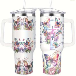 1pc, Water Cup, Christian Tobbler 40oz avec poignée paille, Faith leur fait inspirer possible les femmes, la Bible Verse Religious Coffee Cup for Mom, Friend,