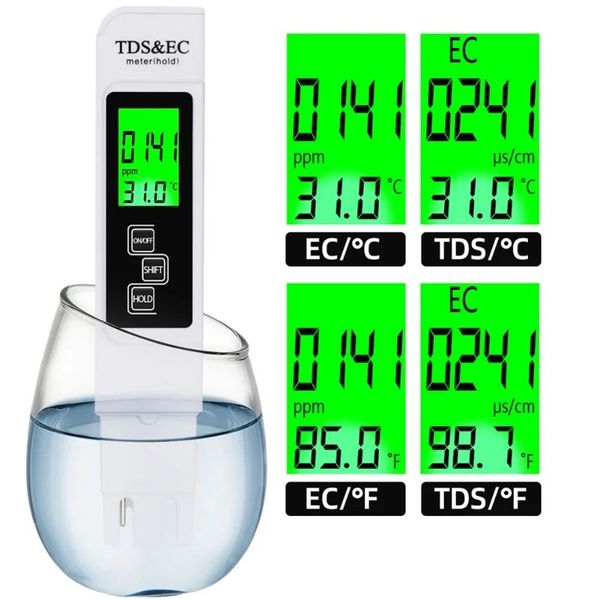 Tester de qualité de l'eau numérique 1PC TDS TDS METTER PLAMME DE METER 0 À 9990 TESTER TESTER TEMPER DE TEMPÉRATION DE TEMPÉRATION DE PURITÉ DE PURITÉ DE L'EAU MULTIFONCTIONNEL