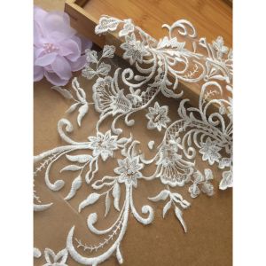 Applications de patch en or blanc 1pc broderie de dentelle de dentelle tissu tissu couture patchwork bricolage artisanat 42 * 27cm