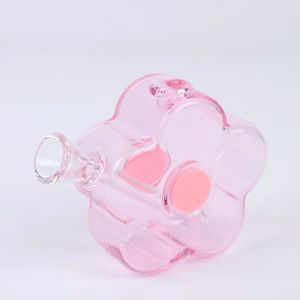 1 stc/groothandel schattige roze bloemglas roken waterpijp/transparant roze waterglasrookpijp