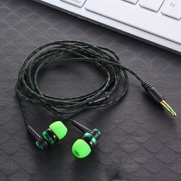 1pc filaire écouteur stéréo intra-auriculaire 3.5mm Nylon tissage câble écouteur casque pour ordinateur portable Smartphone cadeaux casque