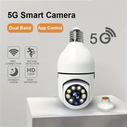 1pc draadloze gloeilampcamera met dual-band wifi, 360 graden PTZ-schijnwerper, nachtzicht en bewegingsdetectie - beveilig uw huis met gemak