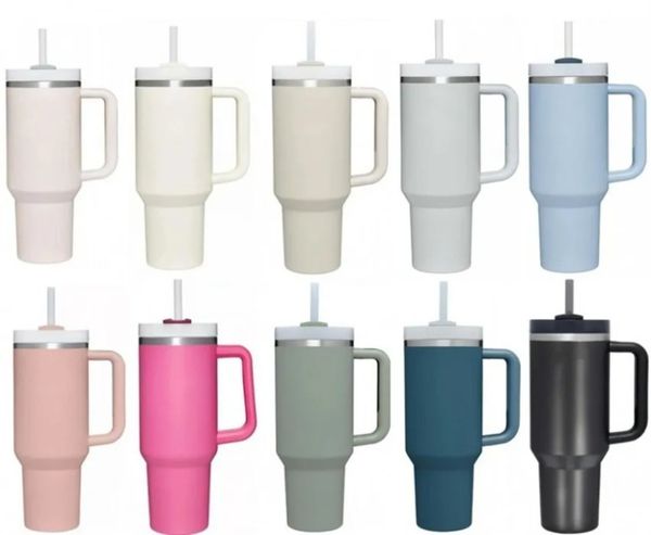 1 PC avec LOGO Prêt à expédier Gobelets Quencher H2.0 Tasses en acier inoxydable de 40 oz avec poignée en silicone Couvercle et paille Les tasses de voiture de 2e génération continuent de boire des bouteilles froides I1114