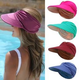 1 -st. Women Wide Handble Dubble Doublesed Visor Hat Sun Protectio Antiuv Summern Hats Flexibele honkbal Cap Travel Beach 240403