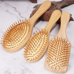 1pc Wood peine profesional cojín de paleta saludable pérdida de cabello pincel cepillo para el cabello peinador para el cabello cuidado de bambú saludable