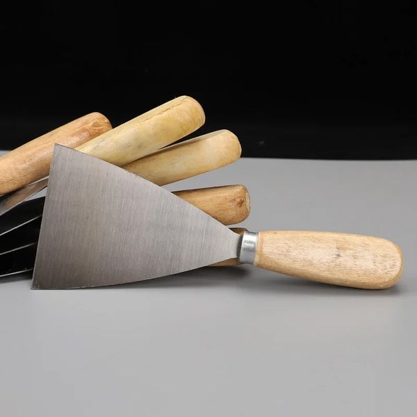1pc Pandée en bois calfeutrage petit pâte à mouler essuage de boue de boue de bouche gris peinture de couteau nettoyage spatule en gros en gros