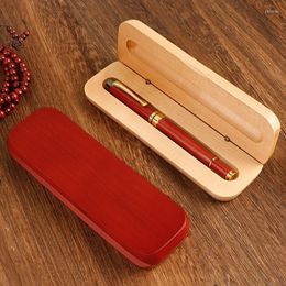 1Pc boîte à stylos en bois rétro cadeau Style chinois Simple en bois massif stockage unique papeterie d'affaires