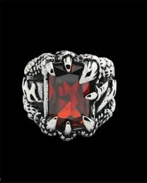 1 unidad de anillo de garra mundial de Drago, banda de acero inoxidable 316L, joyería de moda para fiesta, anillo de rubí 95795564647652
