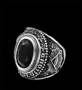 1pc Ring de croiseur maritime dans le monde 316l Band en acier inoxydable Fashion Jewelry Eye Stone Ring7848044