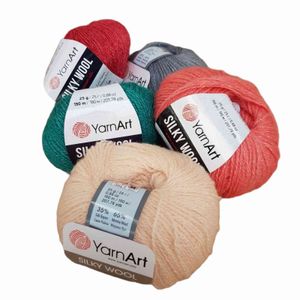 1PC Yarnart Silky Wool Yarn 5 Silk Rayon-e Merino Wool 25gr-190mt Knitting Crochet Wrap Beanie Sweater Knitwears Mink Soft Y211129