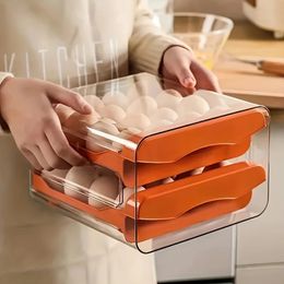 Boîte de rangement d'œufs au réfrigérateur, 1 pièce, type tiroir, bac à légumes, plateau en carton de cuisine pouvant être empilé, étagère double couche 240125