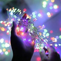 1 unidad, 1,5 m/50 LED, luces de hadas, luces de petardo LED, 8 modos de centelleo, control remoto USB con temporizador, luces de cadena estrelladas de racimo impermeables, para decoración de árbol de Navidad