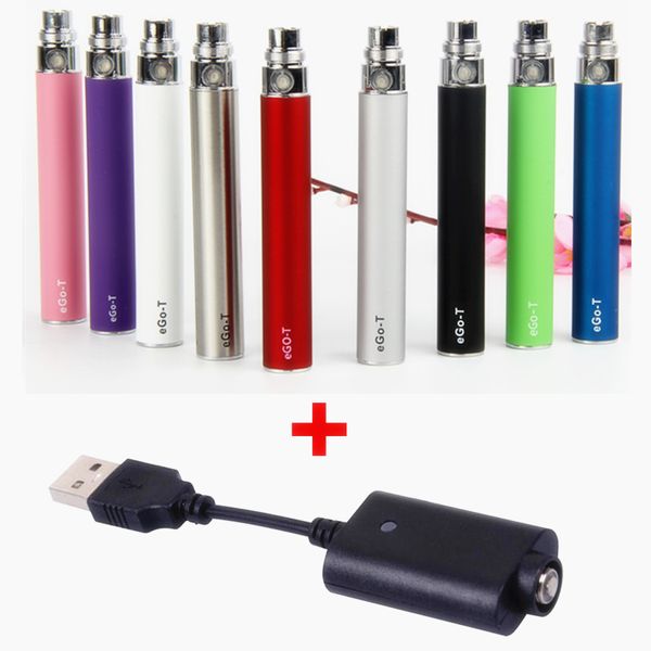 MOQ 1Pcs 100% Quality eGo T Vapor 510 Thread Vape Pen Batería con cargador USB 650 900 1100mAh Baterías ecig Match CE4 CE3 Cartuchos de vidrio