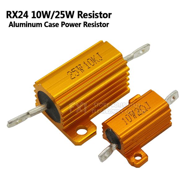 1PCS 10W 25W ALUMINIM POWER METAL Shell Case Case Wirewing Resistor 0,01 ~ 30K 1 2 3 5 6 8 10 20 100 150 1K 10K OHM IGMOPNRQ RX24 5W