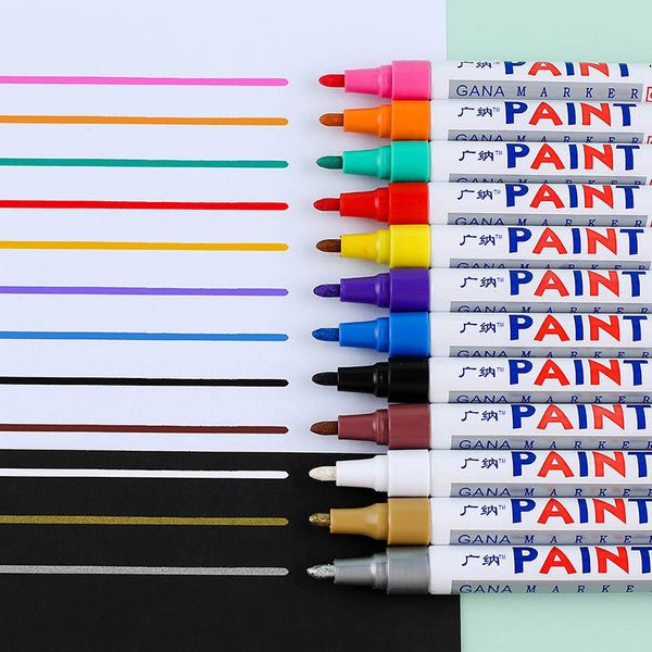 1pcs 12 couleurs marker de peinture de papeterie huileuse poly