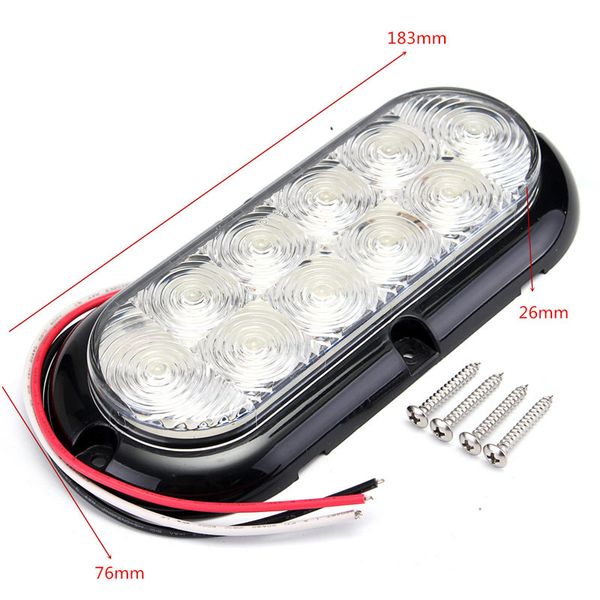 1 pièces 12v 10led 6 ovale led camion remorque arrêt tourner frein feu arrière lumière chauffante 335f