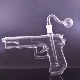 1pcs 14mm femelle verre brûleur à mazout eau Bong tabac cuillère tuyau 8 pouces ressemble forme de pistolet spécial Dab Rig Bongs main fumer tuyau avec tuyau de brûleur à mazout en verre mâle