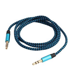 1 m kleur nylon jack aux 3,5 mm plug kabel mannelijke car koord voor iPhone Xiaomi vergulde plug
