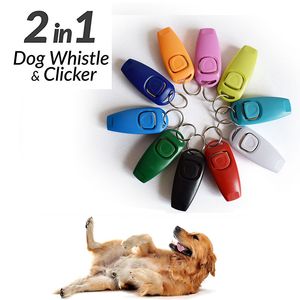 1PCS 2 IN1 PORTABLE PET Dog Clickers et Whistle Ring Pice Puppy Dog Training Guide Guide avec une bague clé Perro Adiestramiento
