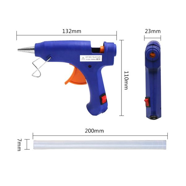 1PCS 20W 100 ~ 240V 180celsius Hot Melt Glue Gun Industrial Mini Thermo Electric Heat Temperature Tool 2-10-30pcs 7mmglue Stick